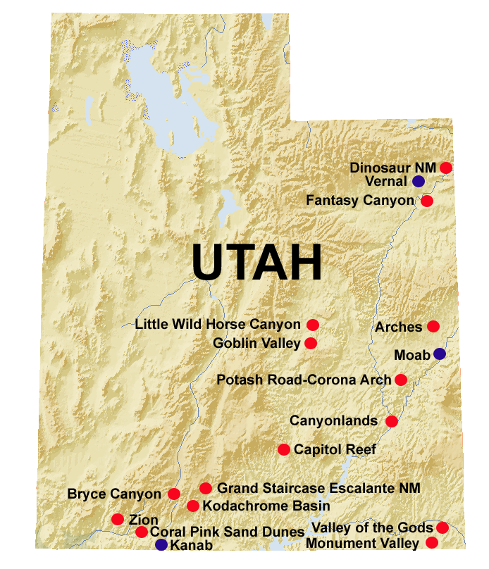 Überblickskarte Utah