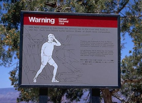 Warnschild im Grand Canyon