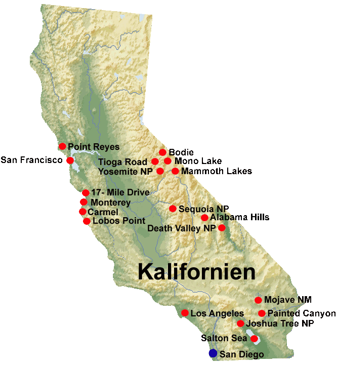Karte Kalifornien
