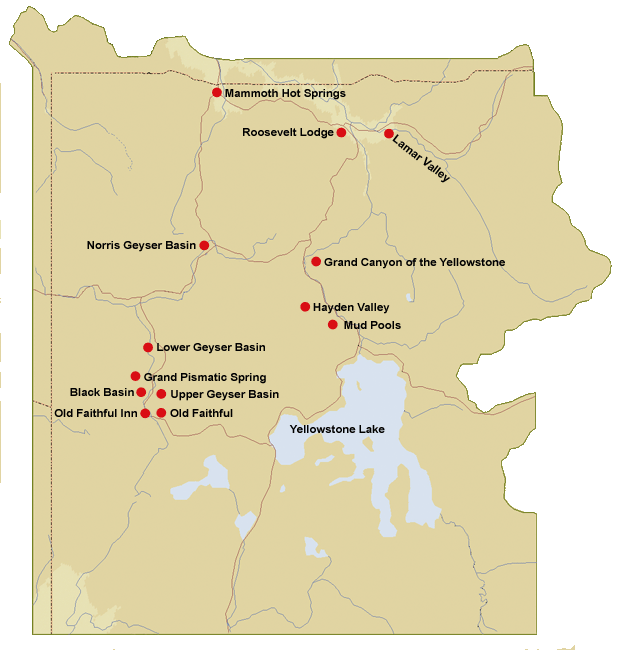 Karte Yellowstone Nationalpark